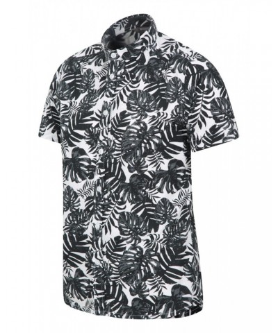 Tropical Printed Slim Fit Mens Shirt Monochrome $12.50 Tops