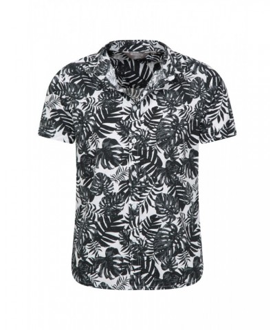 Tropical Printed Slim Fit Mens Shirt Monochrome $12.50 Tops