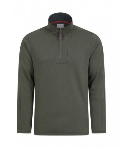 Zeta Mens Zip Neck Top Khaki $16.81 Fleece