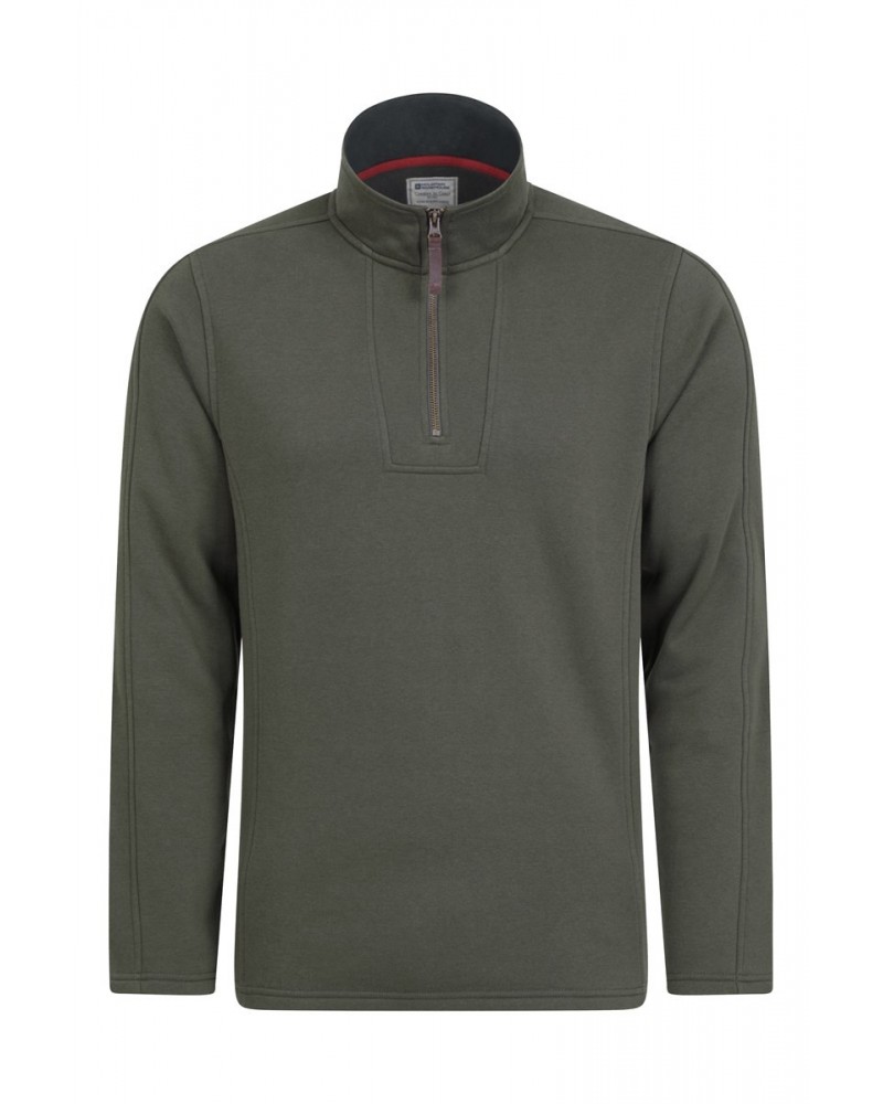 Zeta Mens Zip Neck Top Khaki $16.81 Fleece