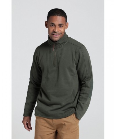 Zeta Mens Zip Neck Top Khaki $16.81 Fleece