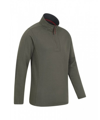 Zeta Mens Zip Neck Top Khaki $16.81 Fleece