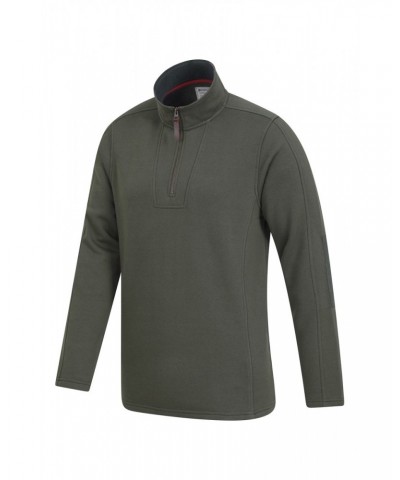 Zeta Mens Zip Neck Top Khaki $16.81 Fleece