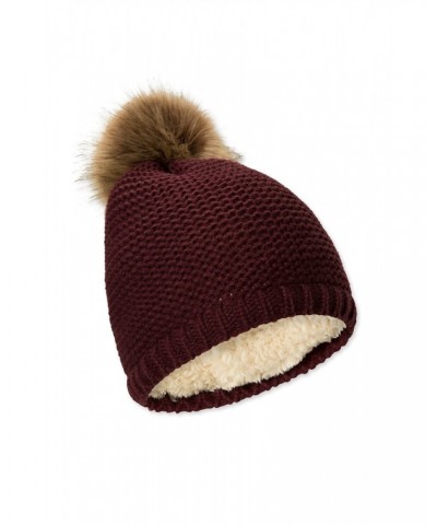 Geneva Sherpa Lined Womens Thermal Beanie Burgundy $13.86 Accessories