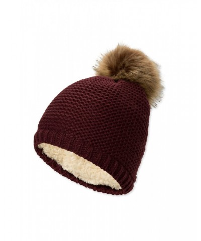 Geneva Sherpa Lined Womens Thermal Beanie Burgundy $13.86 Accessories