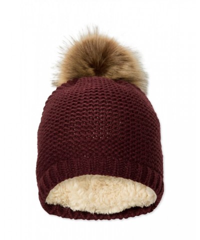 Geneva Sherpa Lined Womens Thermal Beanie Burgundy $13.86 Accessories