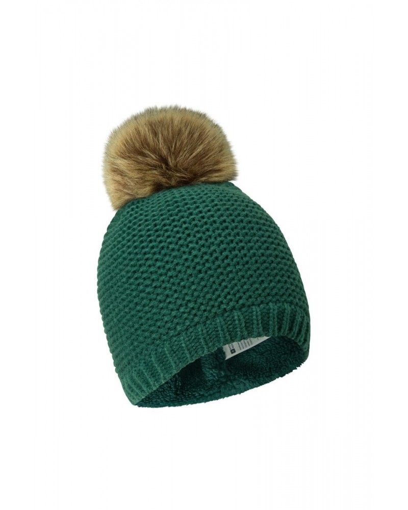 Geneva Sherpa Lined Womens Thermal Beanie Dark Green $16.50 Accessories