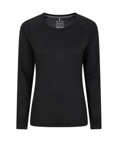 Quick Dry Womens Long Sleeve Top Black $14.57 Active