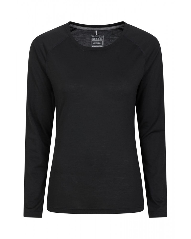 Quick Dry Womens Long Sleeve Top Black $14.57 Active