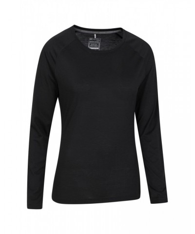 Quick Dry Womens Long Sleeve Top Black $14.57 Active