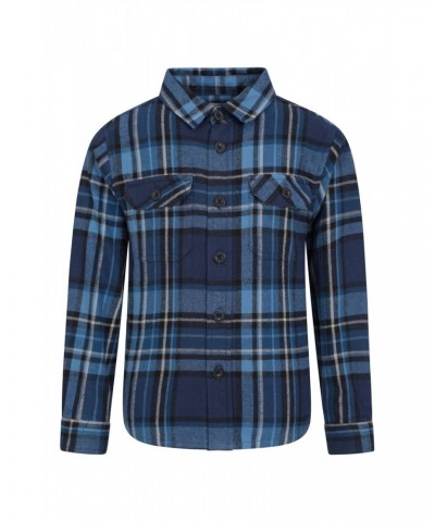 Flannel Kids Check Shirt Dark Blue $10.99 Tops