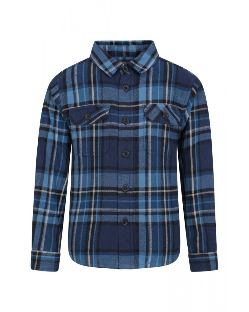 Flannel Kids Check Shirt Dark Blue $10.99 Tops