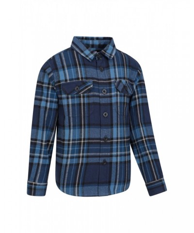 Flannel Kids Check Shirt Dark Blue $10.99 Tops