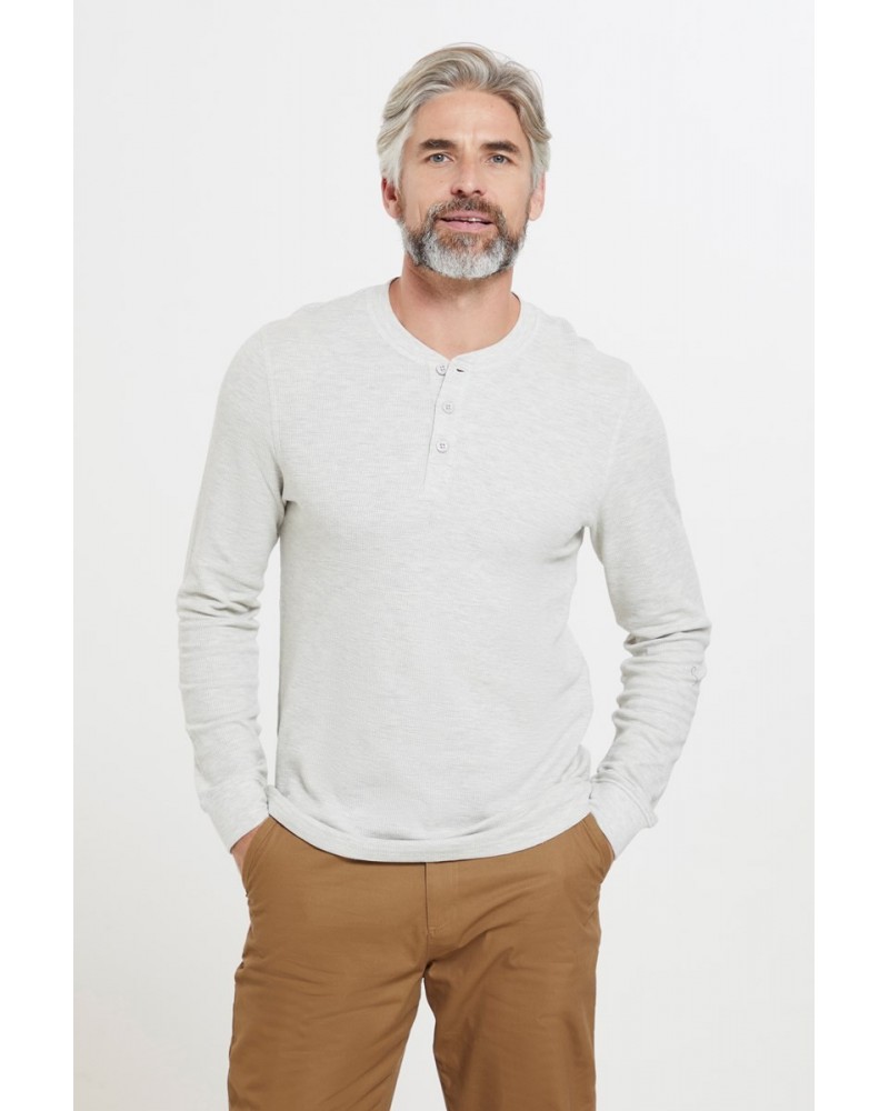 Selby Mens Waffle Henley Tee Beige $17.09 Tops