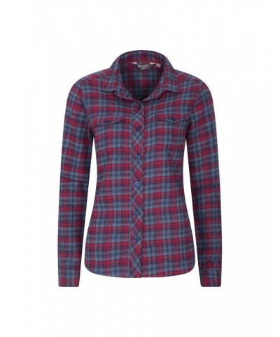 Willow Brushed Flannel Womens Shirt Burgundy $13.99 Tops