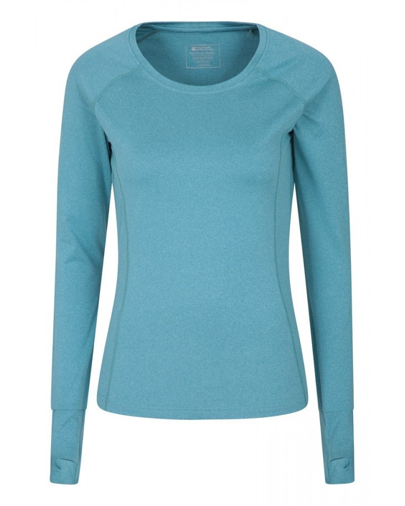 Breeze Recycled Yarn Womens Long Sleeve Tee Blue $12.99 Active