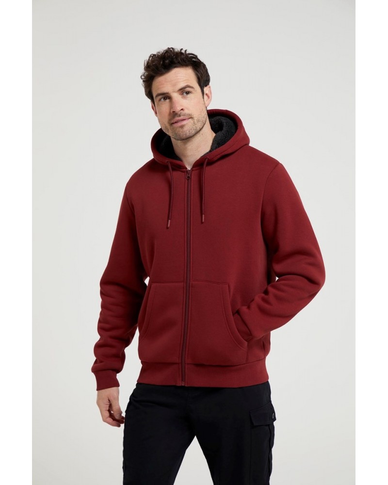 Dalton Mens Sherpa Lined Hoodie Rust $34.19 Tops