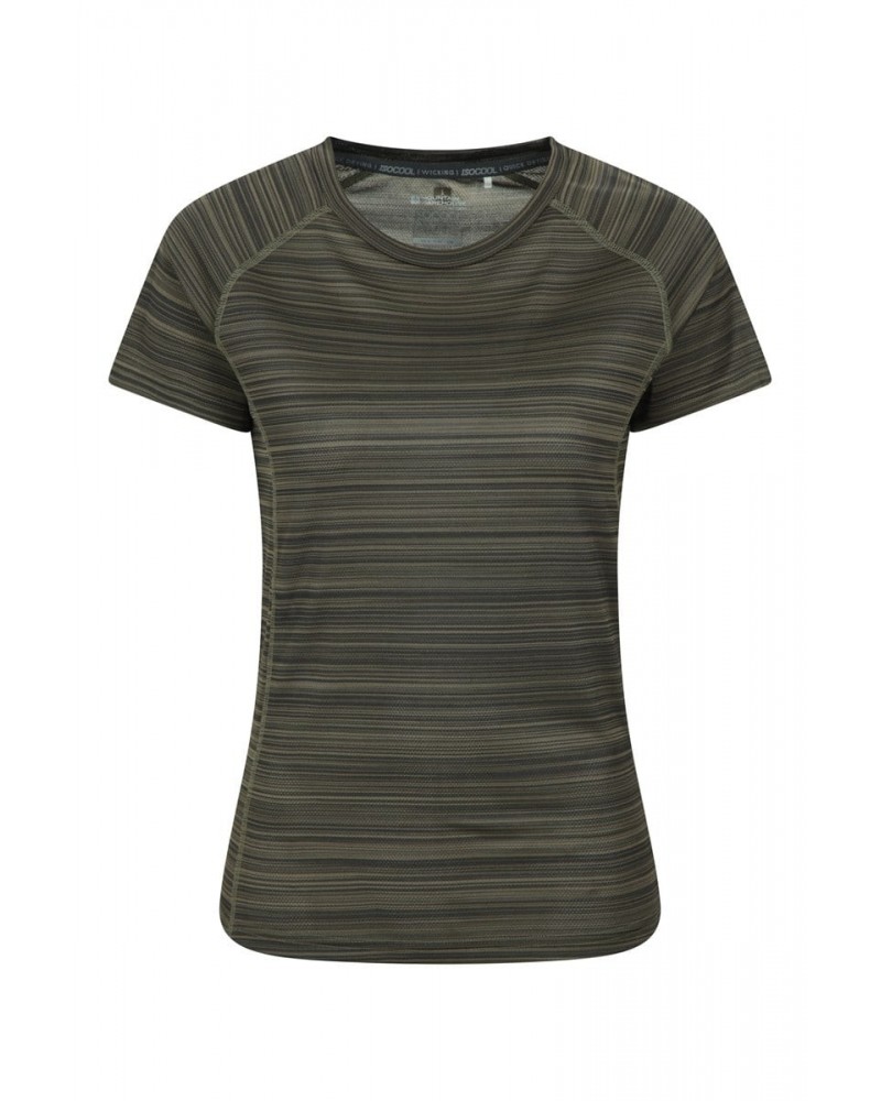 Endurance Striped Womens Tee Dark Green $11.19 Active