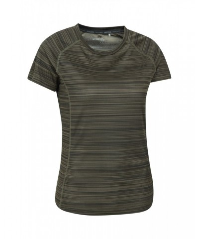 Endurance Striped Womens Tee Dark Green $11.19 Active