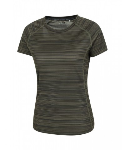 Endurance Striped Womens Tee Dark Green $11.19 Active