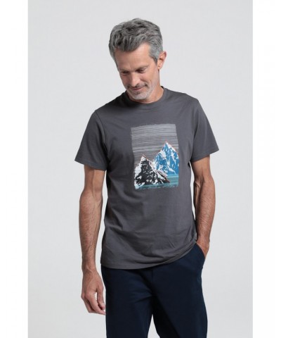 Mountain Peak Mens Organic T-Shirt Grey $13.74 Tops