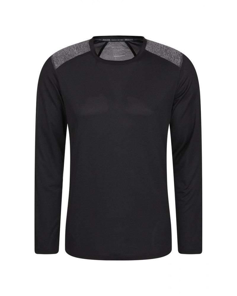 Aspect Panel Long Sleeve Mens Top Black $14.49 Active