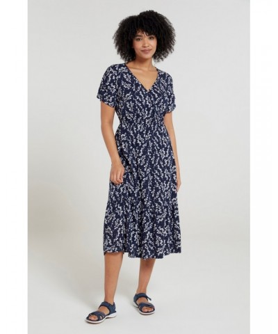 Oasis Womens Midi Tiered Dress Navy $27.50 Dresses & Skirts