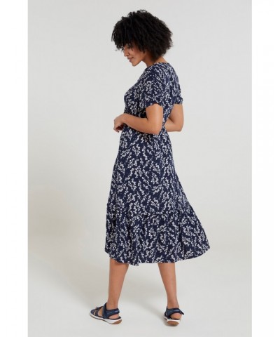 Oasis Womens Midi Tiered Dress Navy $27.50 Dresses & Skirts