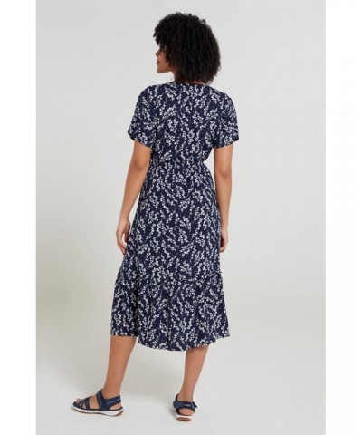 Oasis Womens Midi Tiered Dress Navy $27.50 Dresses & Skirts