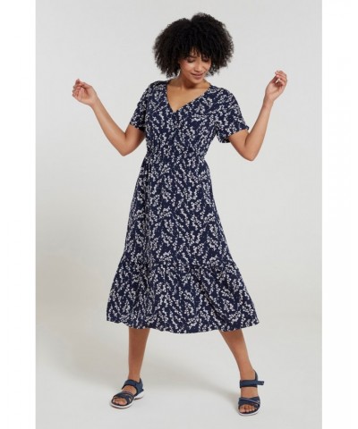 Oasis Womens Midi Tiered Dress Navy $27.50 Dresses & Skirts