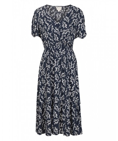 Oasis Womens Midi Tiered Dress Navy $27.50 Dresses & Skirts