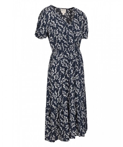 Oasis Womens Midi Tiered Dress Navy $27.50 Dresses & Skirts