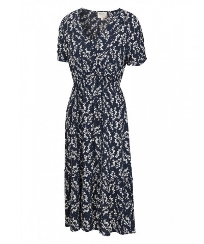 Oasis Womens Midi Tiered Dress Navy $27.50 Dresses & Skirts