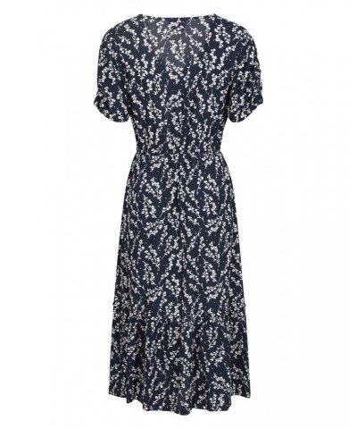 Oasis Womens Midi Tiered Dress Navy $27.50 Dresses & Skirts