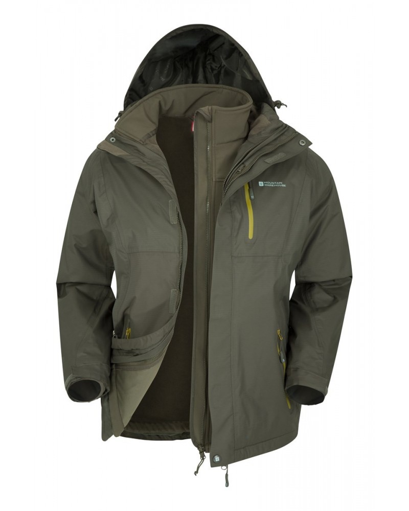 Bracken Extreme 3 in 1 Mens Waterproof Jacket Khaki $67.50 Jackets