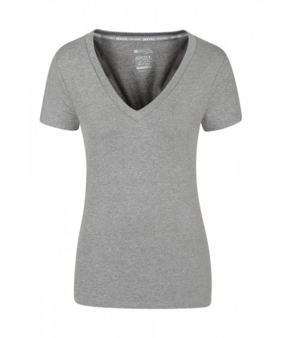 Vitality V Neck Womens Tee Grey $15.11 Active