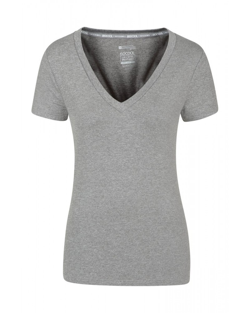 Vitality V Neck Womens Tee Grey $15.11 Active