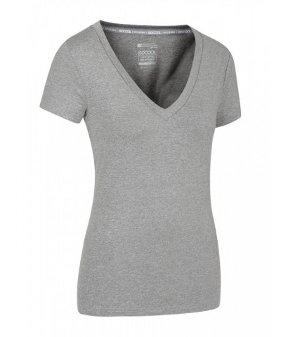 Vitality V Neck Womens Tee Grey $15.11 Active