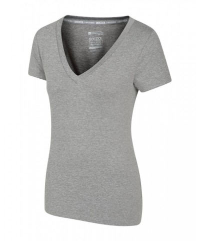 Vitality V Neck Womens Tee Grey $15.11 Active