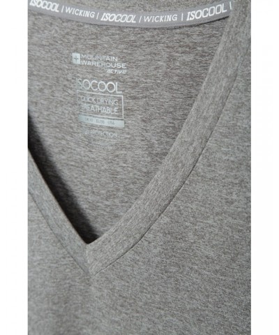 Vitality V Neck Womens Tee Grey $15.11 Active