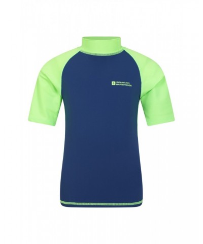 Short Sleeved Kids Rash Guard Bright Green $17.09 Tops