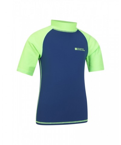 Short Sleeved Kids Rash Guard Bright Green $17.09 Tops