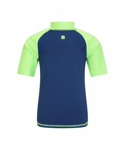 Short Sleeved Kids Rash Guard Bright Green $17.09 Tops