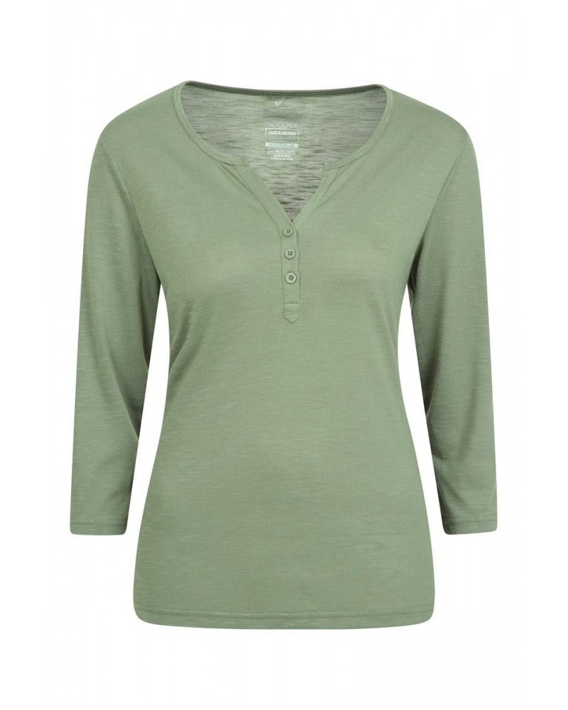 Paphos Womens Quick-Dry UV Button Top Khaki $14.52 Tops