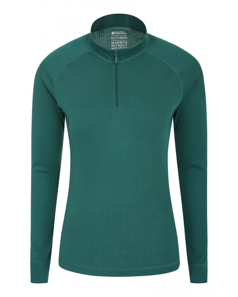 Talus Womens Zipped Turtle Neck Top Dark Green $13.24 Thermals