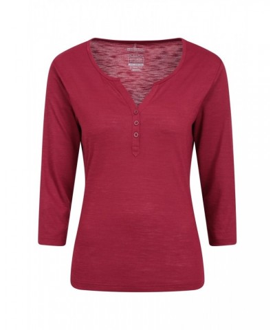 Paphos Womens Quick-Dry UV Button Top Dark Red $19.46 Tops