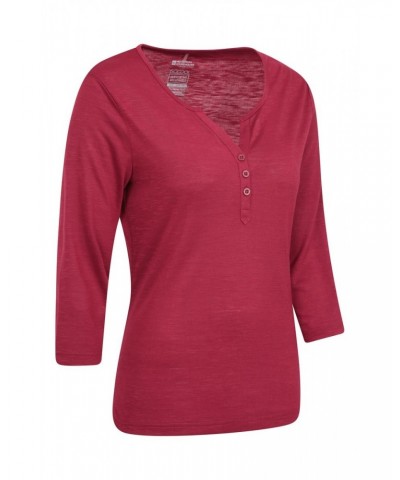 Paphos Womens Quick-Dry UV Button Top Dark Red $19.46 Tops