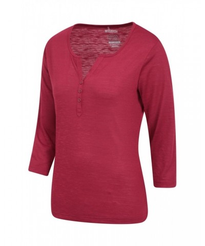 Paphos Womens Quick-Dry UV Button Top Dark Red $19.46 Tops