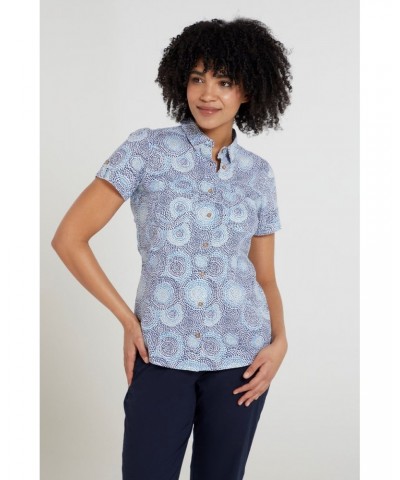 Coconut Womens Short Sleeve Shirt Light Blue $14.74 Tops