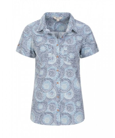 Coconut Womens Short Sleeve Shirt Light Blue $14.74 Tops